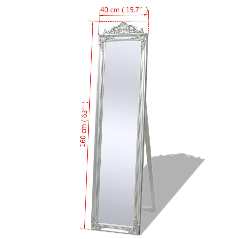 toevoegen aan De onze antwoord VIDAXL Vrijstaande spiegel Barok 160x40cm zilver | Leen Bakker