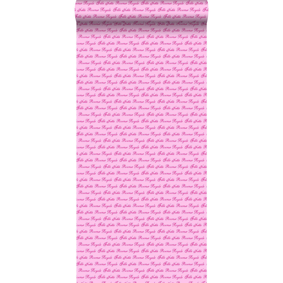 ESTAhome behang - prinsessen woorden - roze - 53 cm x 10,05 m product