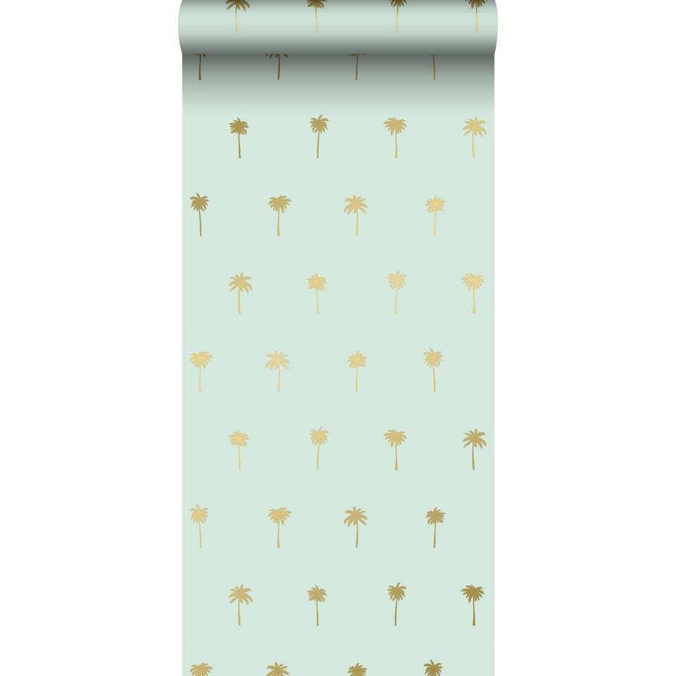 ESTAhome behang - palmbomen - mintgroen en goud - 0.53 x 10.05 m product