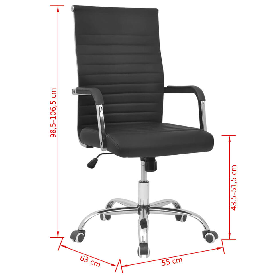 VIDAXL Bureaustoel 55x63 cm kunstleer zwart