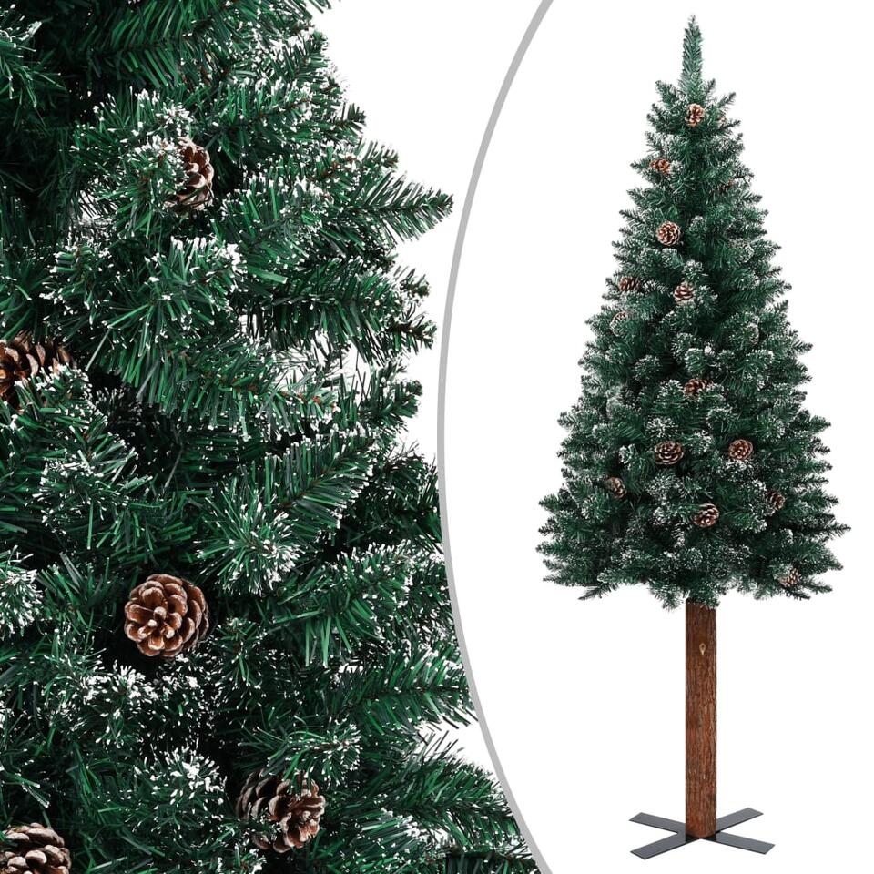 Vermaken Volharding Een deel VIDAXL Kerstboom met echt hout en witte sneeuw smal 180 cm groen | Leen  Bakker