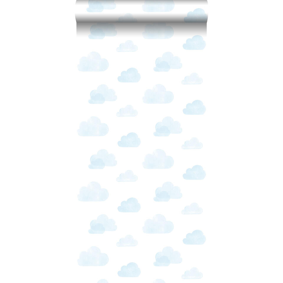 ESTAhome behang - gestempelde wolkjes - blauw en wit - 53 cm x 10.05 m product