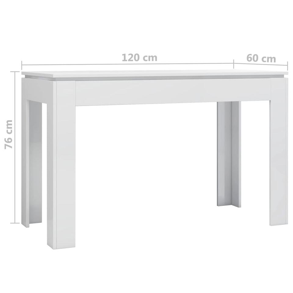 Eettafel 120x60x76 cm spaanplaat hoogglans wit | Leen Bakker