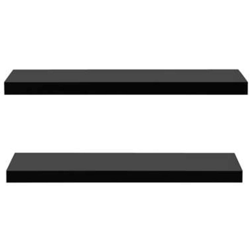 VIDAXL Wandschappen - zwevend - 2 st - 100x20x3,8 cm - zwart