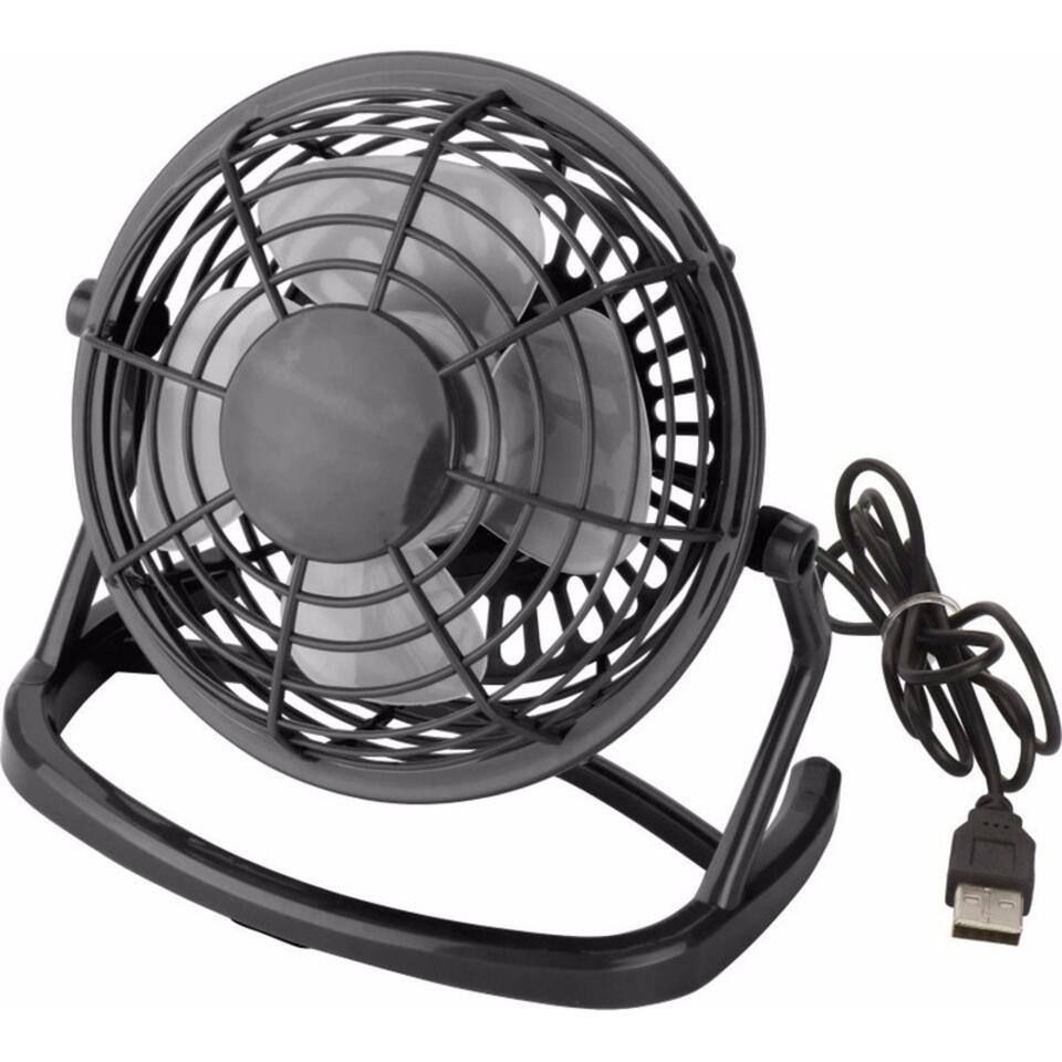 kip actie Negen Bureau ventilator - zwart - op USB - 15 cm | Leen Bakker