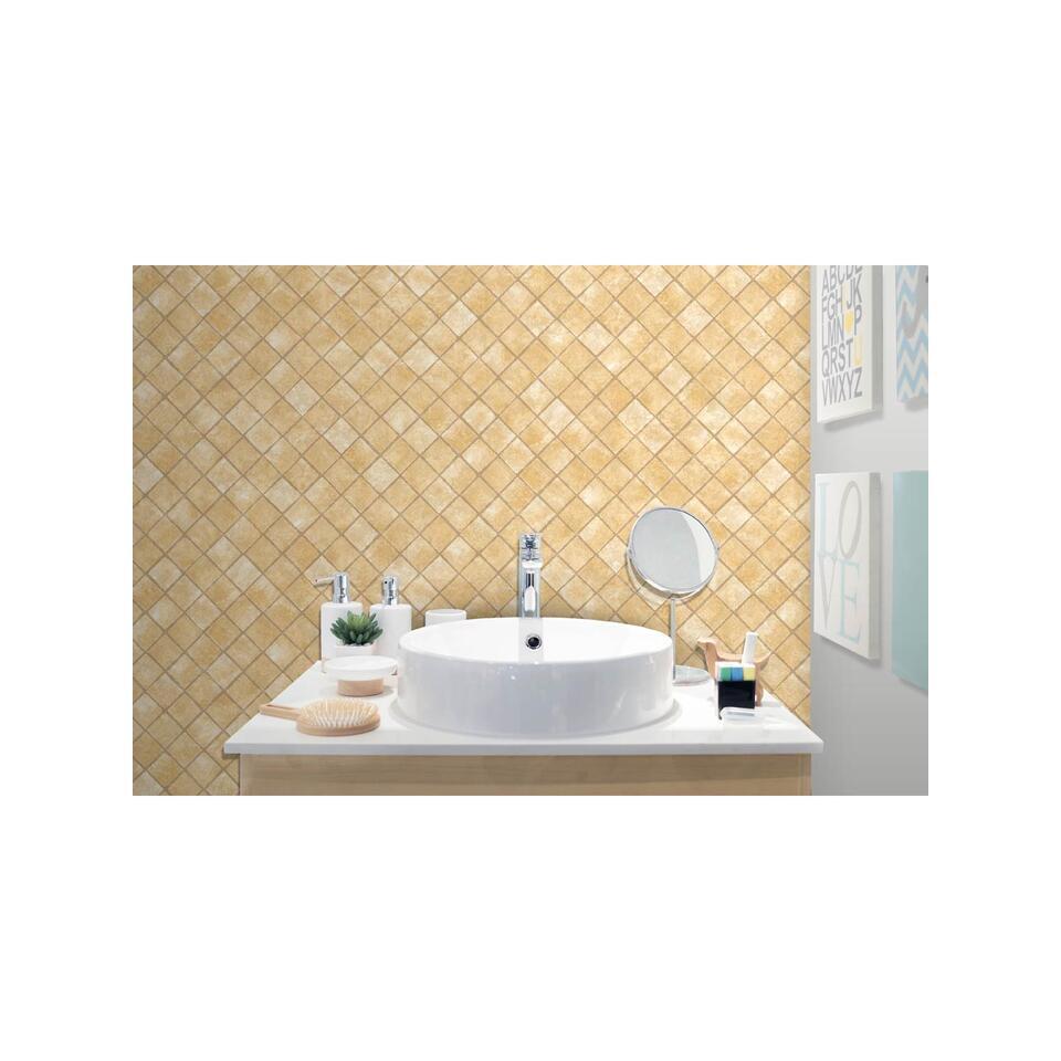Dutch Wallcoverings - Hexagone ruit beige/glitter - 0,53x10,05m