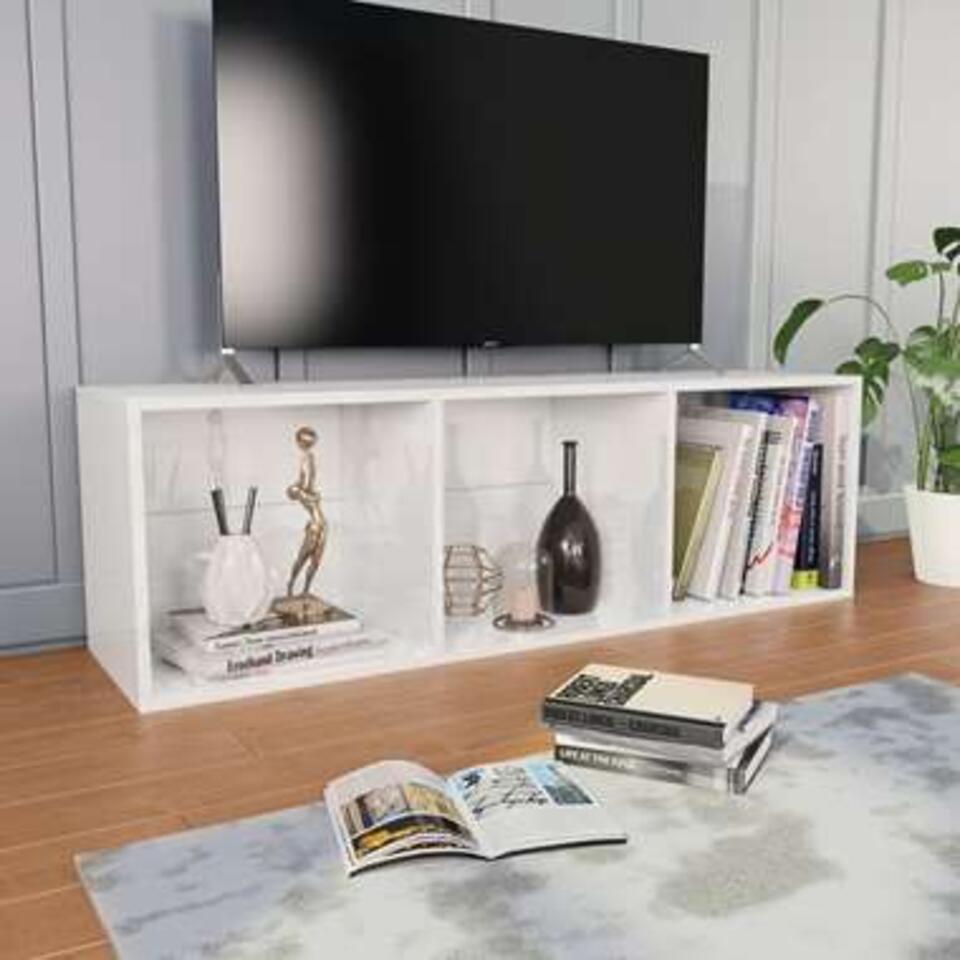 VIDAXL Boekenkast/tv-meubel 36x30x114 cm spaanplaat hoogglans wit