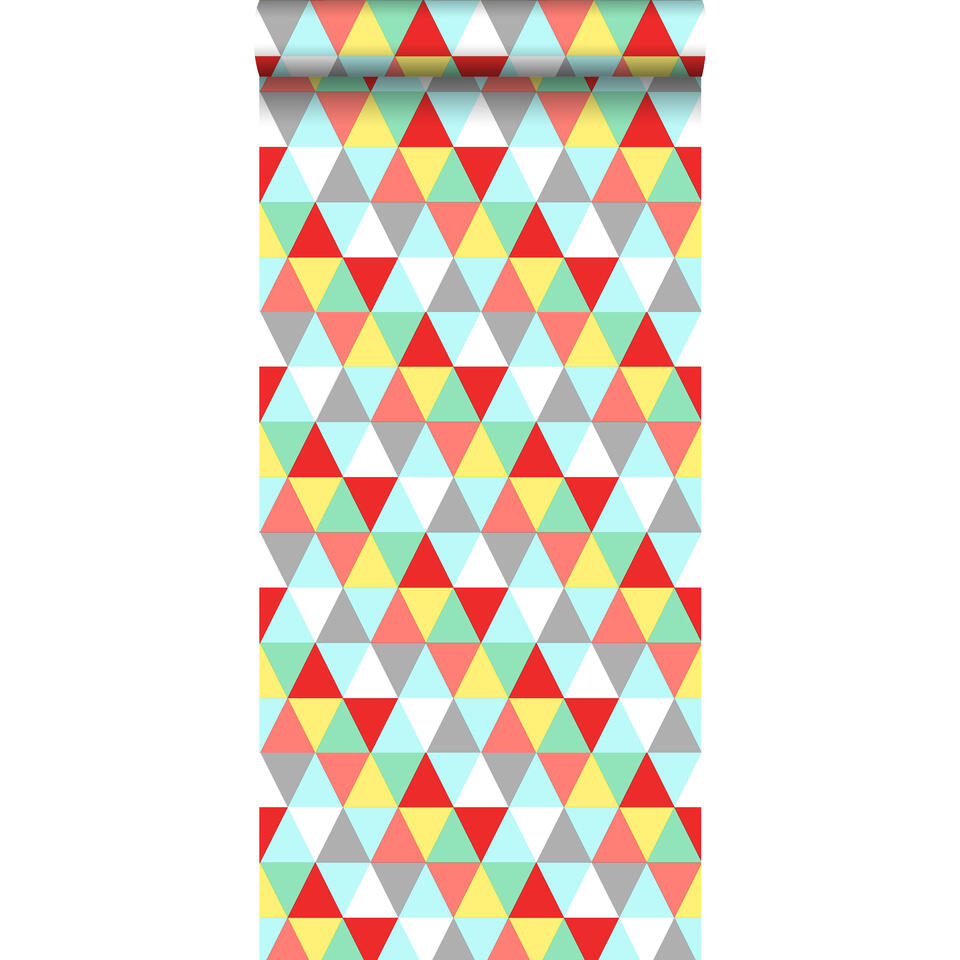 ESTAhome behang - driehoekjes - rood, geel en blauw - 53 cm x 10,05 m product
