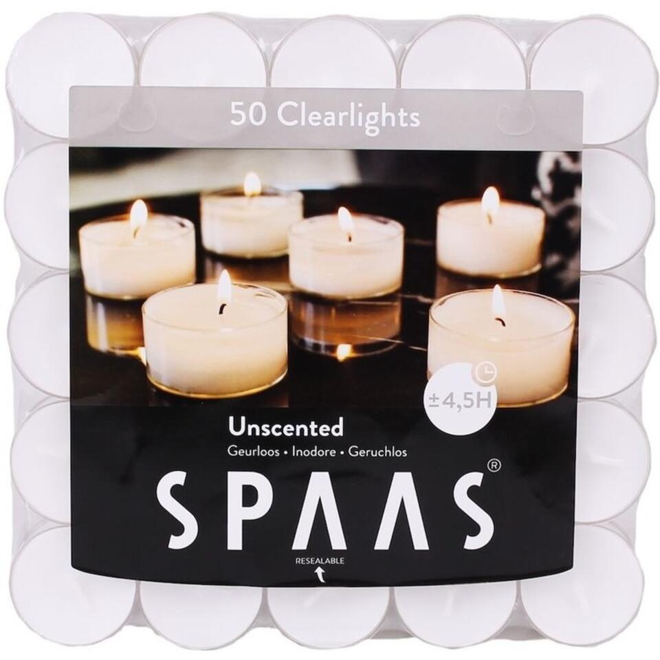Candles by Spaas Waxinelichtjes - 50 stuks - wit