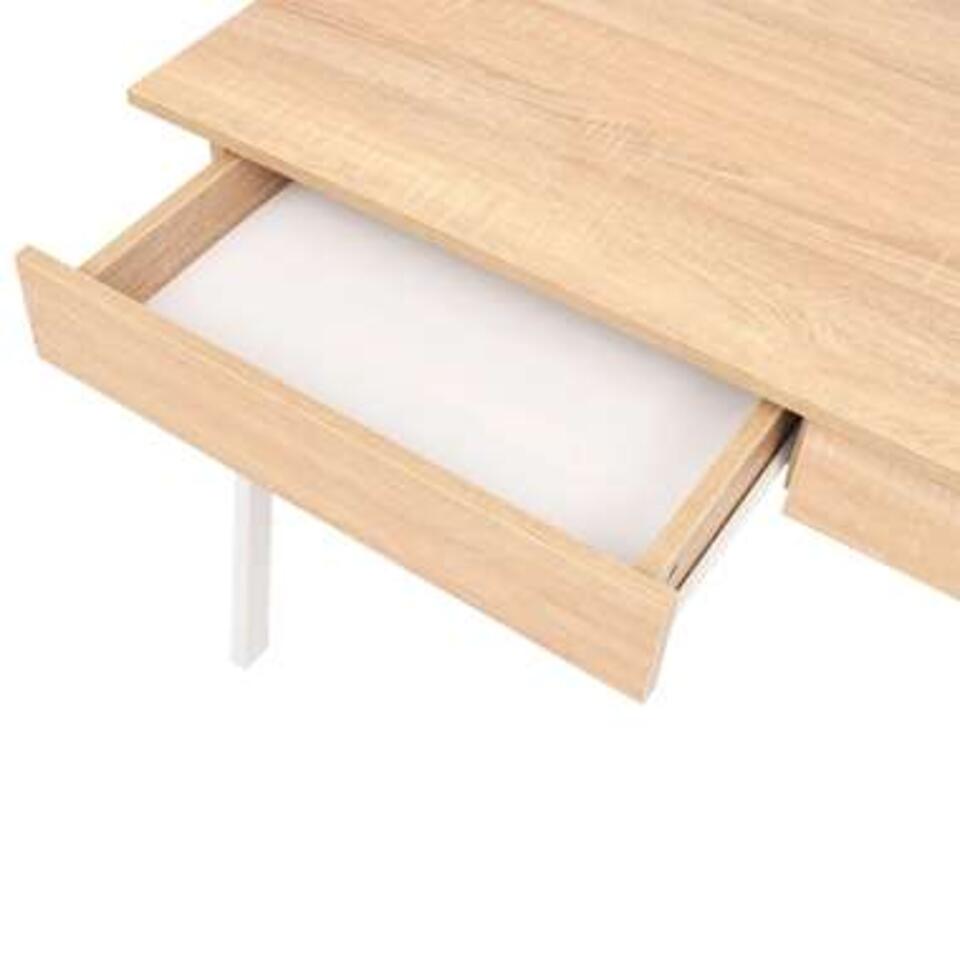 VIDAXL Schrijftafel - 110x55x75 cm - eikenkleur en wit