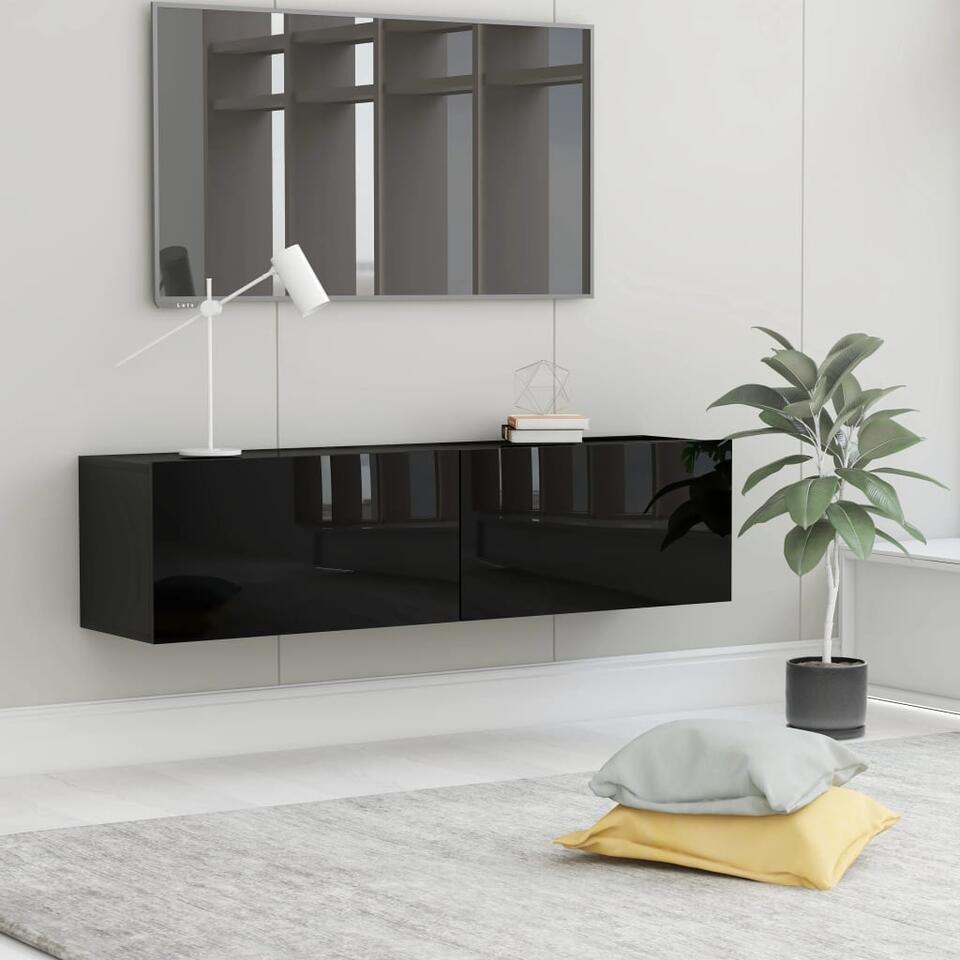 vidaXL Tv-meubel 120x30x30 cm bewerkt hout hoogglans zwart