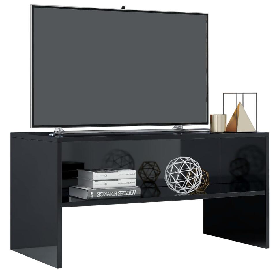 vidaXL Tv-meubel 80x40x40 cm bewerkt hout hoogglans zwart