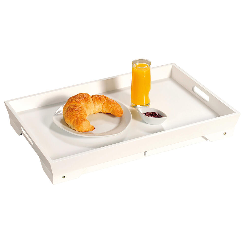 Kesper Dienblad - ontbijt op bed - inklapbaar - wit - hout - 52 cm