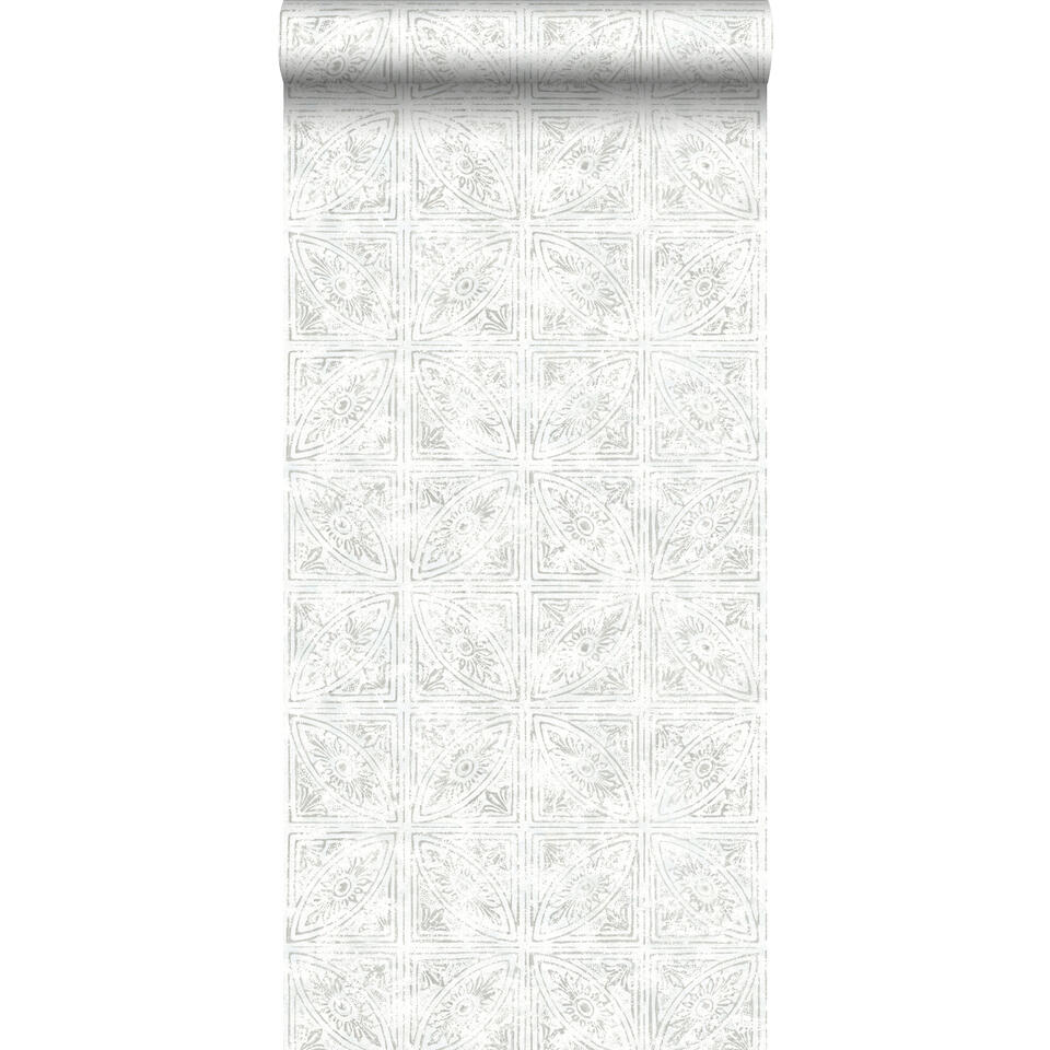 ESTAhome behang - tegelmotief - lichtgrijs - 53 cm x 10,05 m product