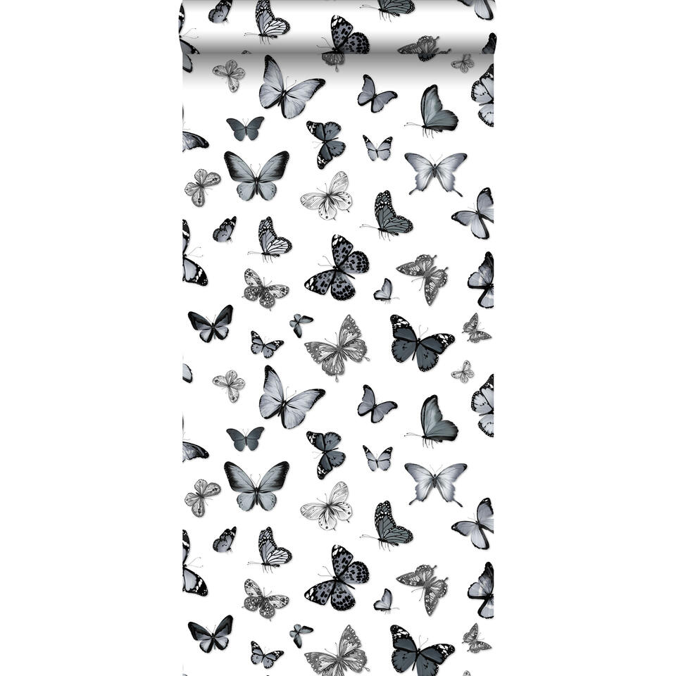 ESTAhome behang - vlinders - zwart en wit - 53 cm x 10,05 m product