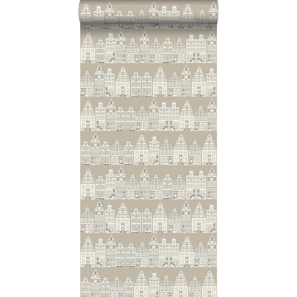 ESTAhome behang - Amsterdamse huizen - beige - 53 cm x 10,05 m product