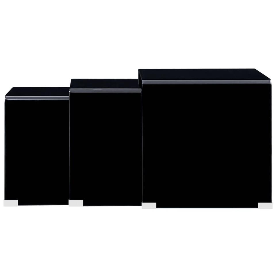 VIDAXL 3-delige Salontafelset 42x42x41,5 cm gehard glas zwart