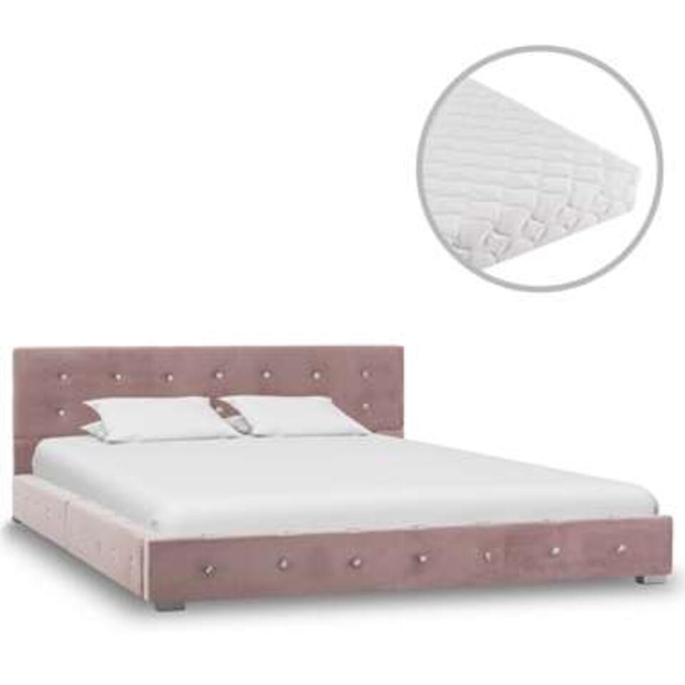 munt Molester Modernisering VIDAXL Bed met matras fluweel roze 140x200 cm | Leen Bakker