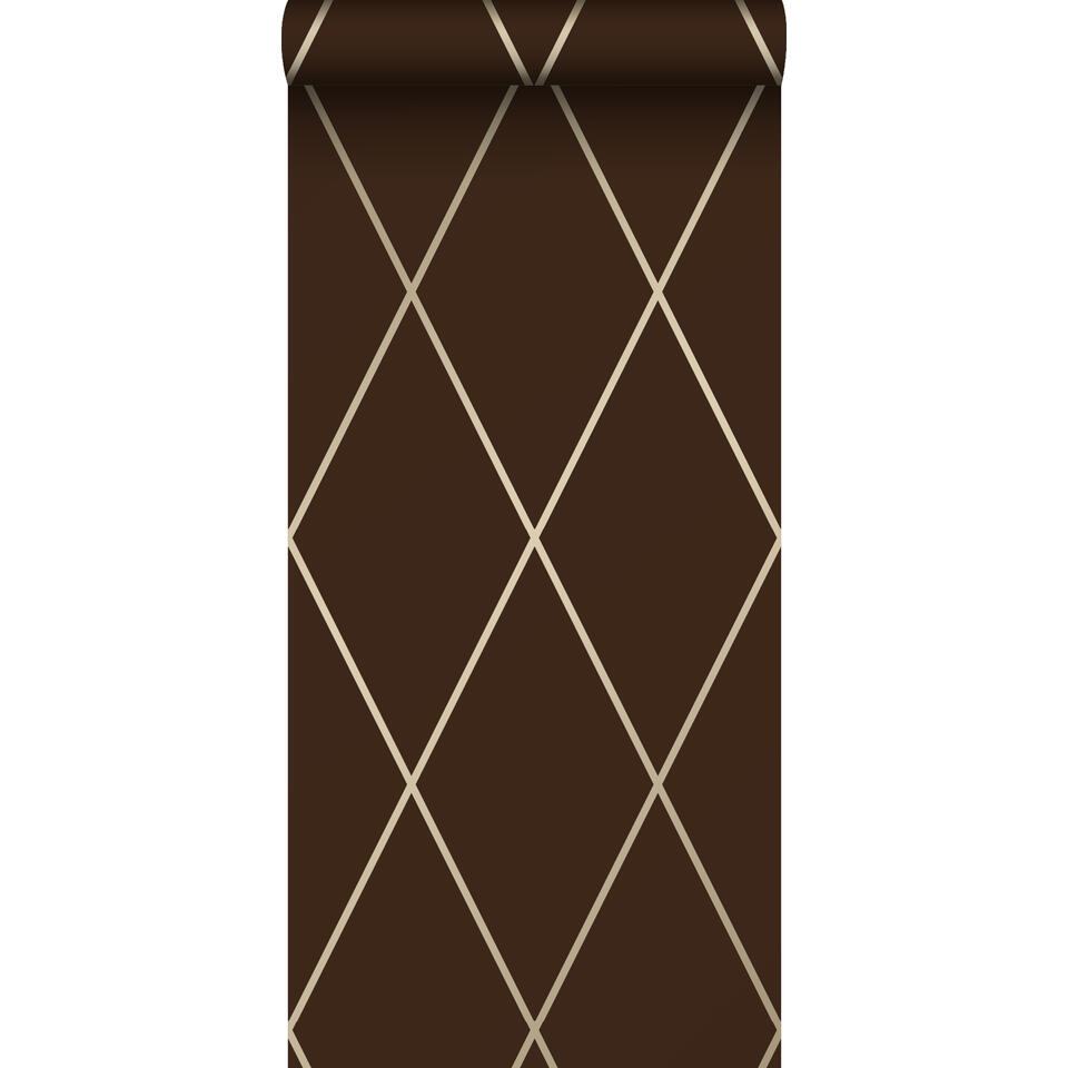 Origin behang - ruiten - mat bruin en glanzend brons - 53 cm x 10,05 m product