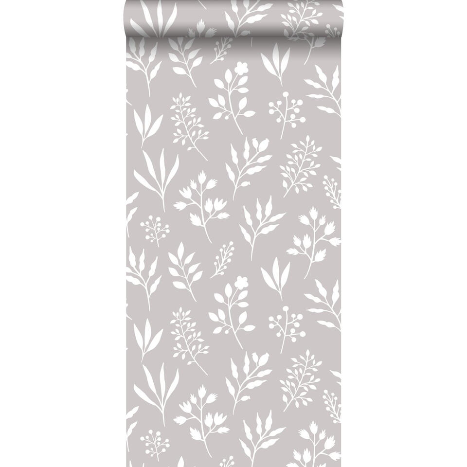 ESTAhome behang - bloemmotief - grijs en wit - 0.53 x 10.05 m product