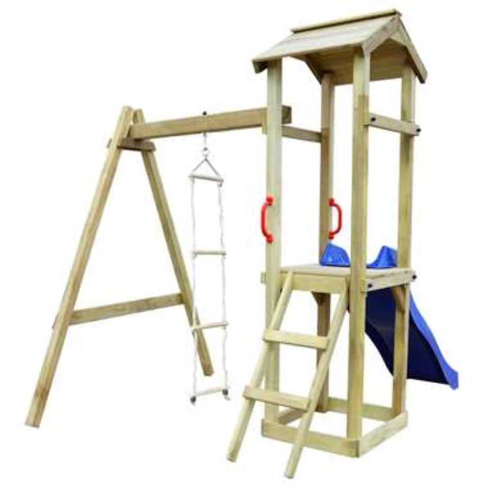 VIDAXL Speelhuis met glijbaan en ladders 237x168x218 cm hout