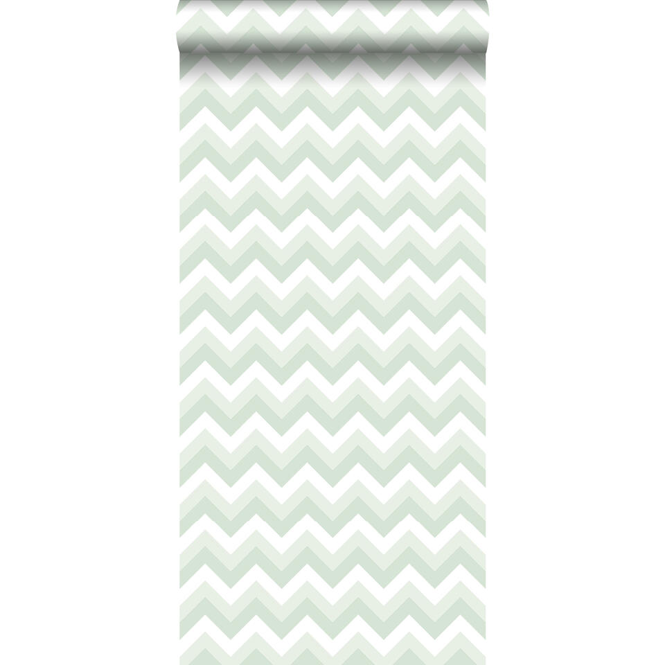 ESTAhome behang - zigzag motief - mintgroen en wit - 53 cm x 10.05 m product