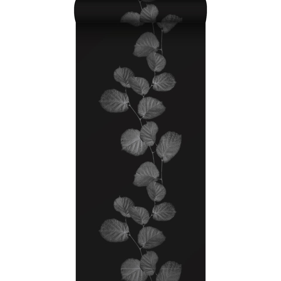 Origin behang - bladeren - zwart en zilver - 53 cm x 10,05 m product