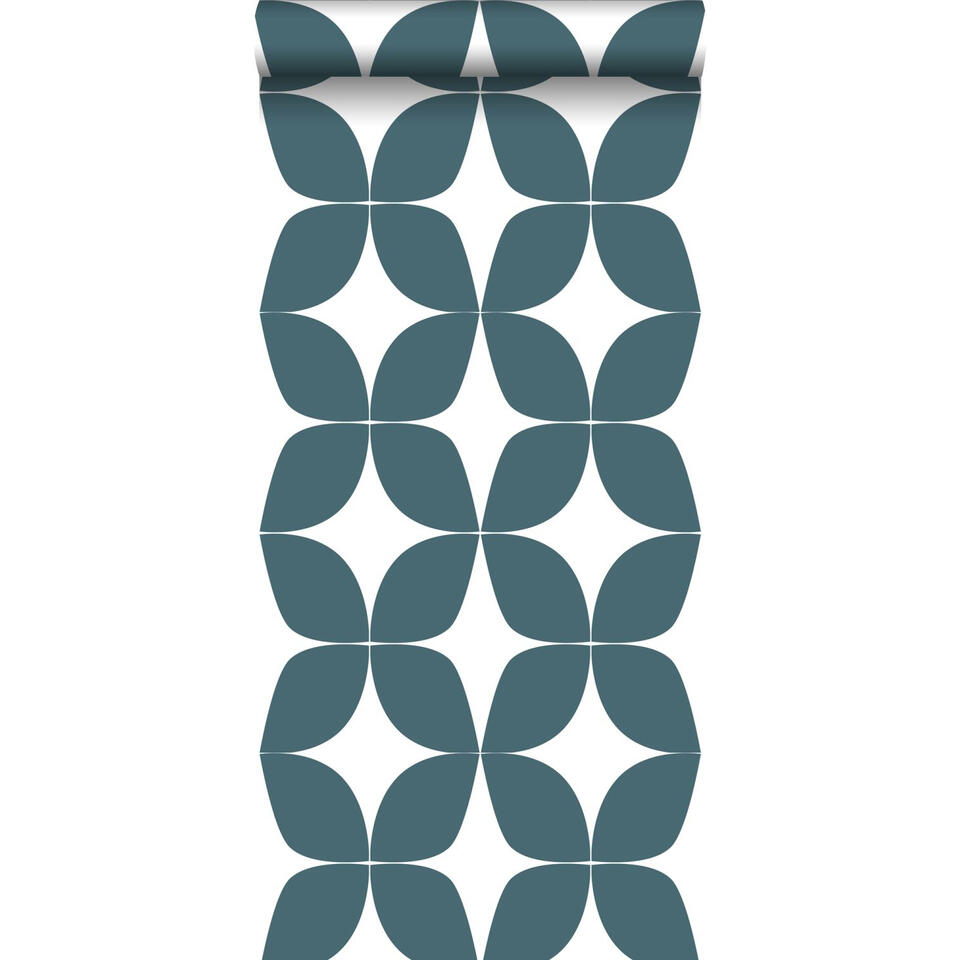 Dij Gebruikelijk duim ESTAhome behang - grafisch motief - donkerblauw en wit - 53cm x 10,05m |  Leen Bakker