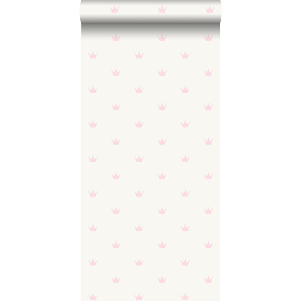 Origin behang - kroontjes - roze en wit - 0.53 x 10.05 m product
