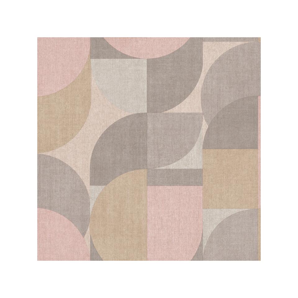 Toevlucht speler slecht humeur Dutch Wallcoverings - Jungle Fever Bauhaus roze/beige - 0,53x10,05m | Leen  Bakker