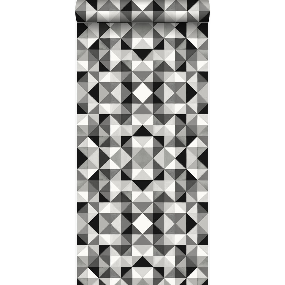 Origin behang - kubisme - zwart en wit - 53 cm x 10,05 m product