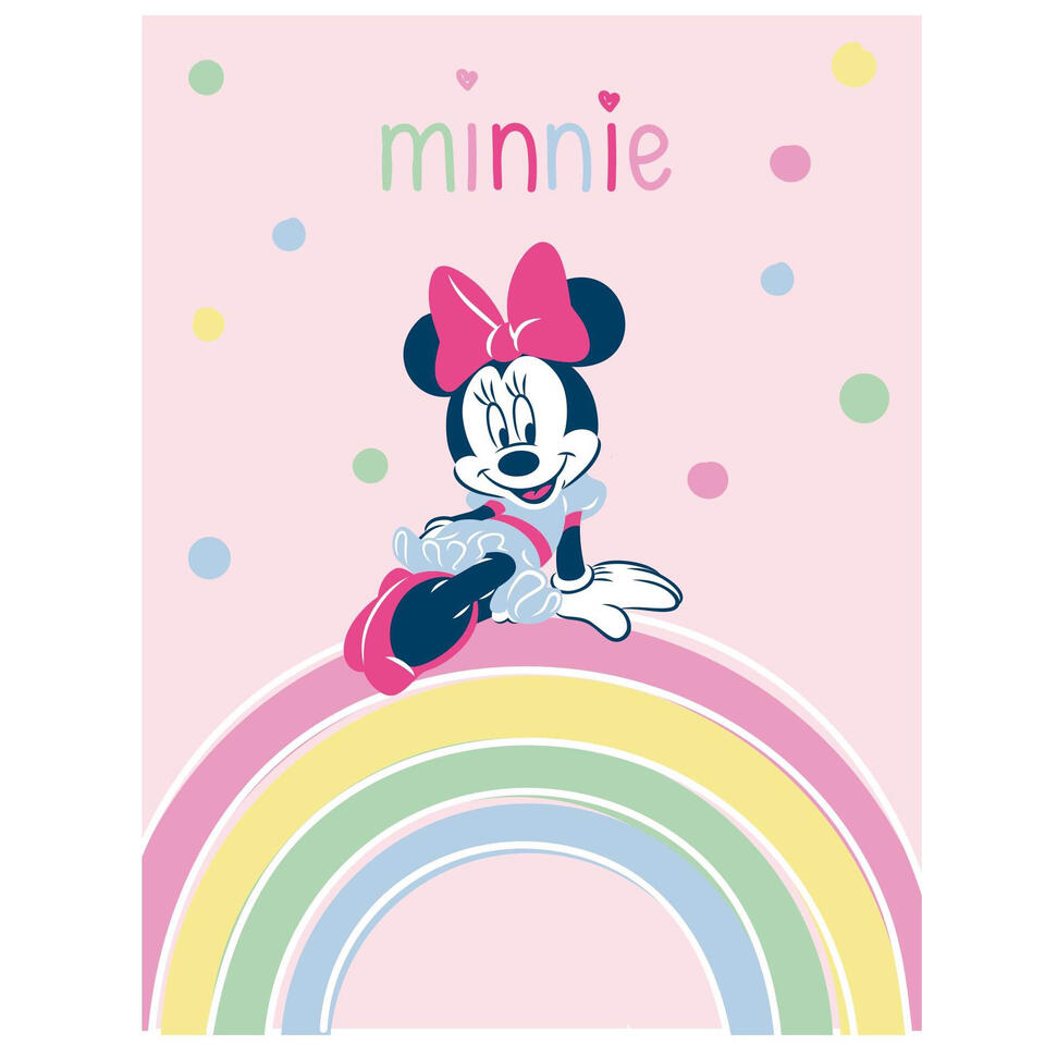 Disney Minnie Mouse Fleeceplaid Rainbow - 100 x 140 cm - Roze