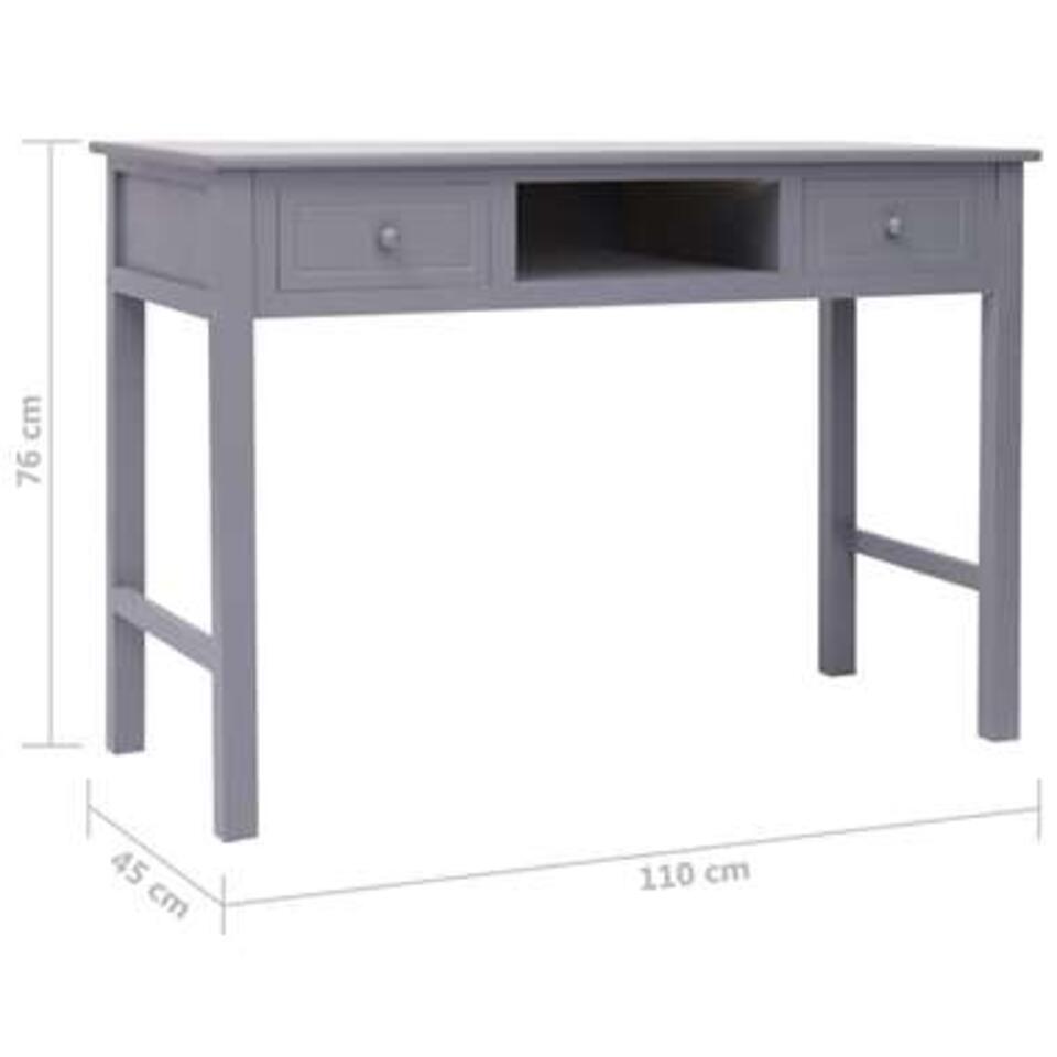 VIDAXL Schrijftafel - 110x45x76 cm hout - grijs