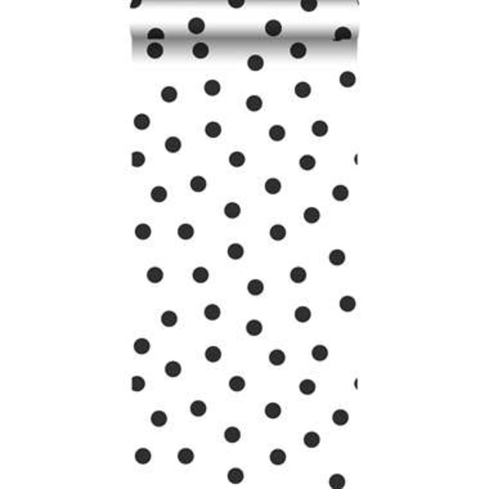 Stout aflevering Madison Origin behang - kleine stippen - zwart wit - 0.53 x 10.05 m | Leen Bakker