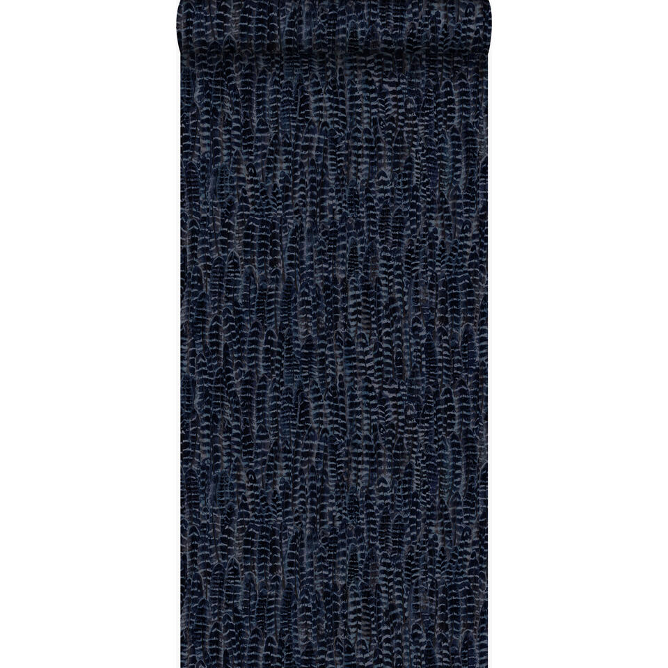 Origin behang - veren - inktblauw - 53 cm x 10,05 m product