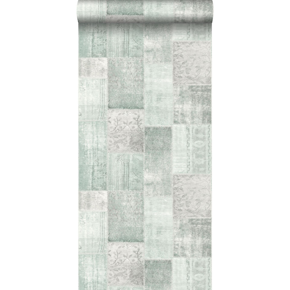 ESTAhome behang - Marrakech kelim patchwork - mint - 53 cm x 10,05 m product