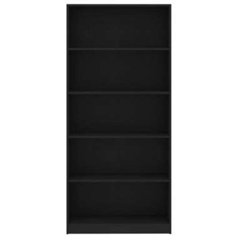 VIDAXL Boekenkast met 5 schappen 80x24x175 cm spaanplaat zwart