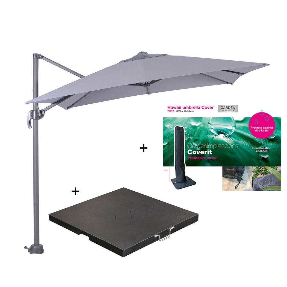 Impressions parasol S 250x250 d.grijs/l.grijs met en hoes | Leen