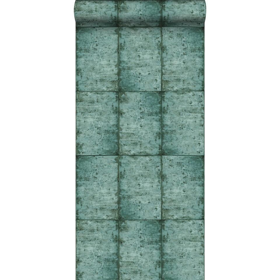 ESTAhome behang - zinken platen - smaragdgroen - 53 cm x 10,05 m product