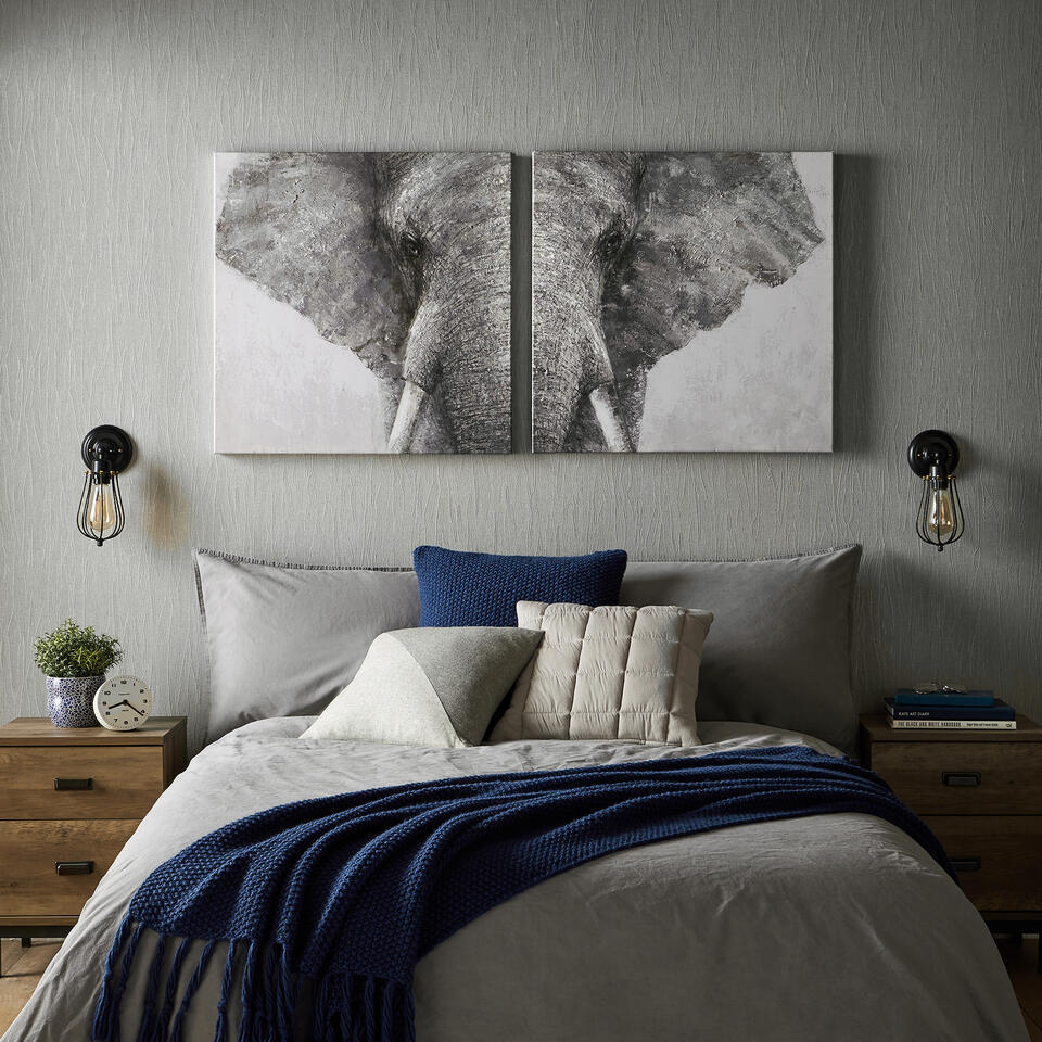 Art for the Home - Canvas Geschilderde details - Majestueuze olifant