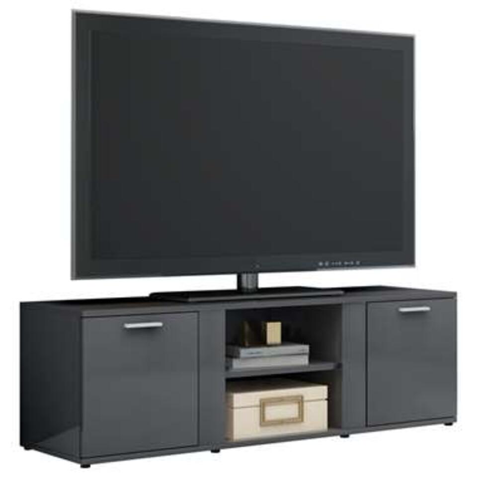 VIDAXL Tv-meubel 120x34x37 cm spaanplaat hoogglans grijs