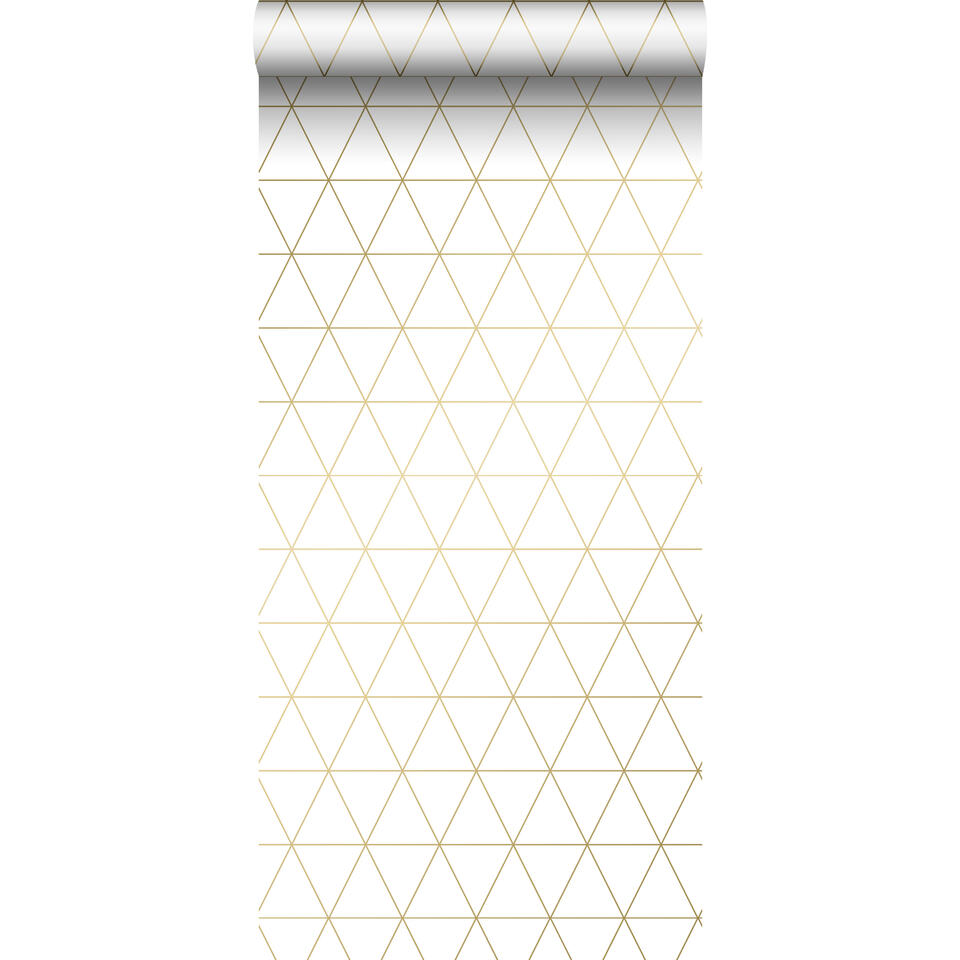 behang - driehoeken - wit en goud - x 10.05 m | Bakker