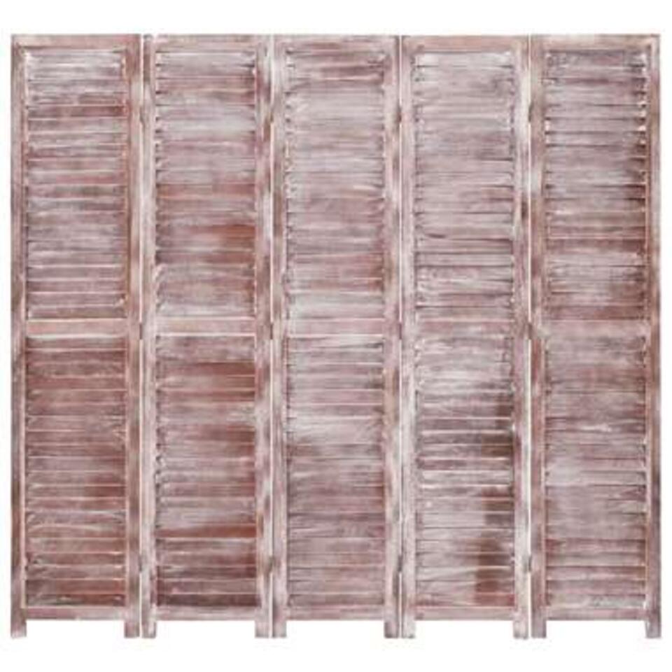 VIDAXL Kamerscherm - met 5 panelen - 175x165 cm - hout - bruin