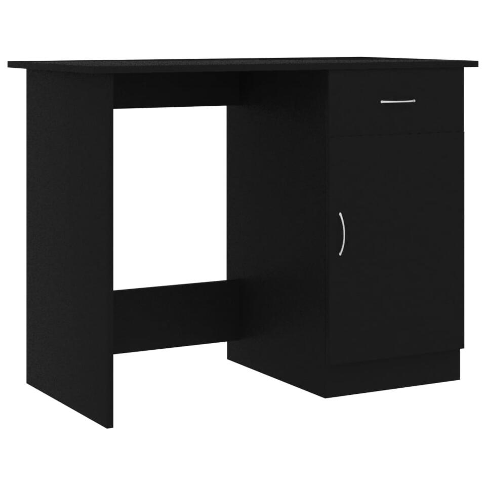 VIDAXL Bureau - spaanplaat - zwart - 100x50x76 cm