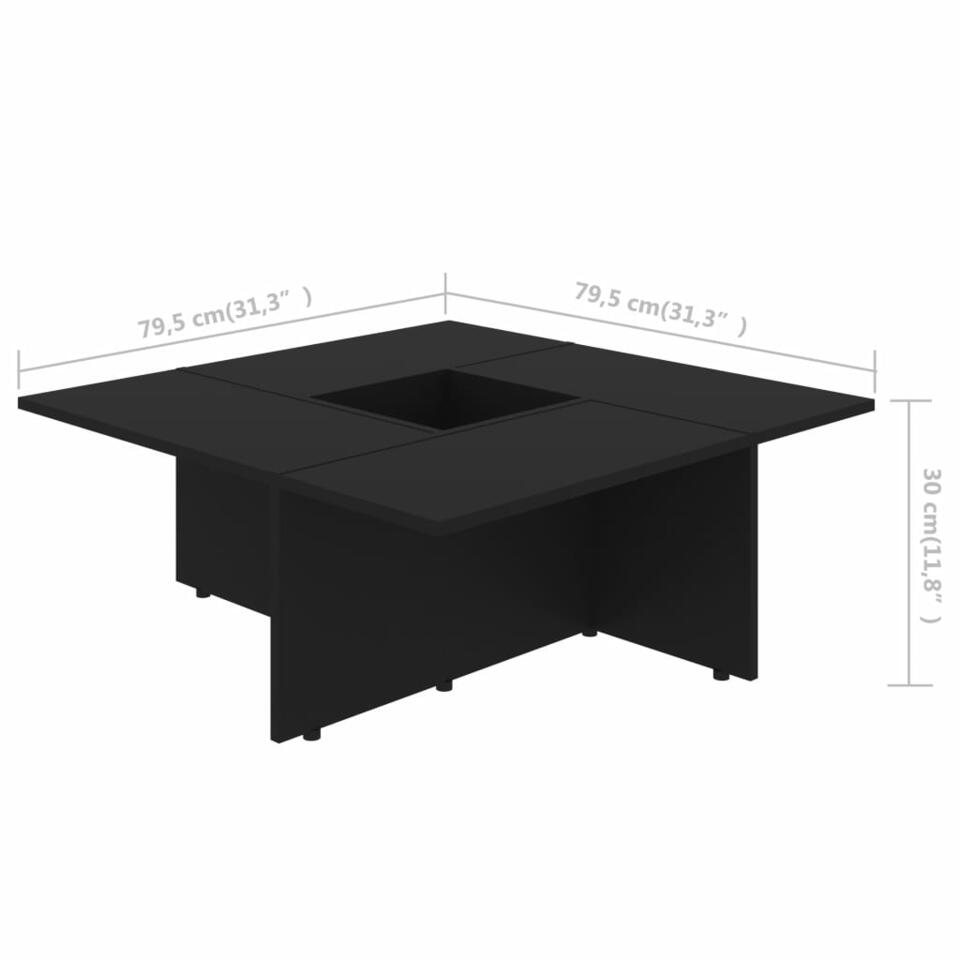 VIDAXL Salontafel 79,5x79,5x30 cm spaanplaat zwart