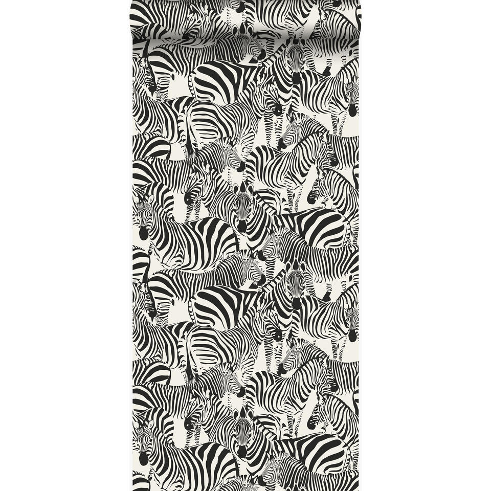 Origin behang - zebra's - zwart en wit - 53 cm x 10,05 m product
