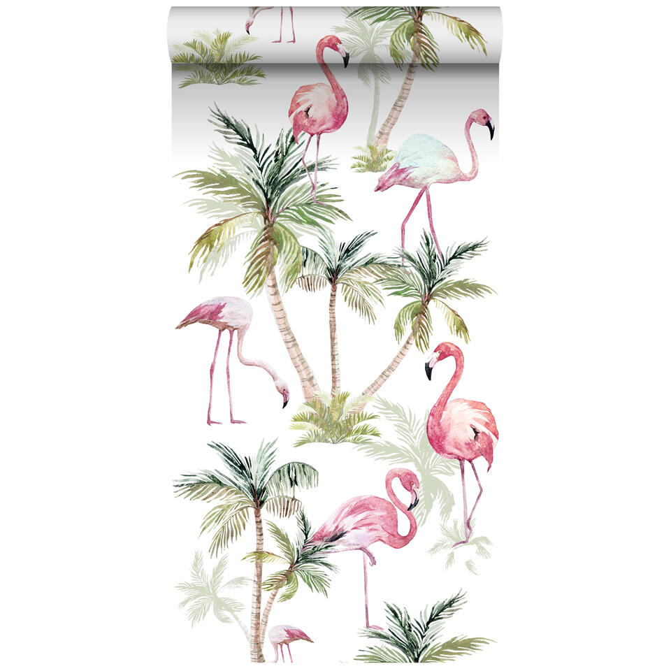 ESTAhome behang XXL - flamingo's - roze - 0.465 x 8.37 m product
