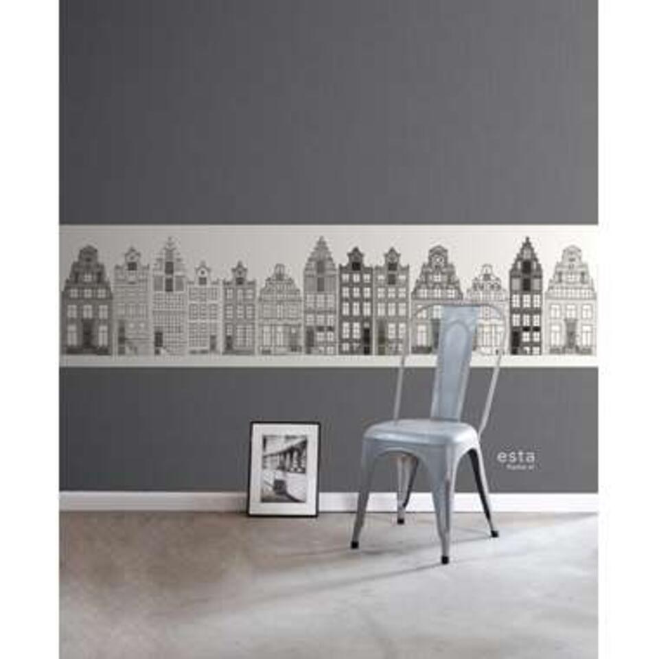 Oefening Lyrisch Voorschrift ESTAhome behangrand - Amsterdamse huizen - grijs - 400 x 46,5 cm | Leen  Bakker