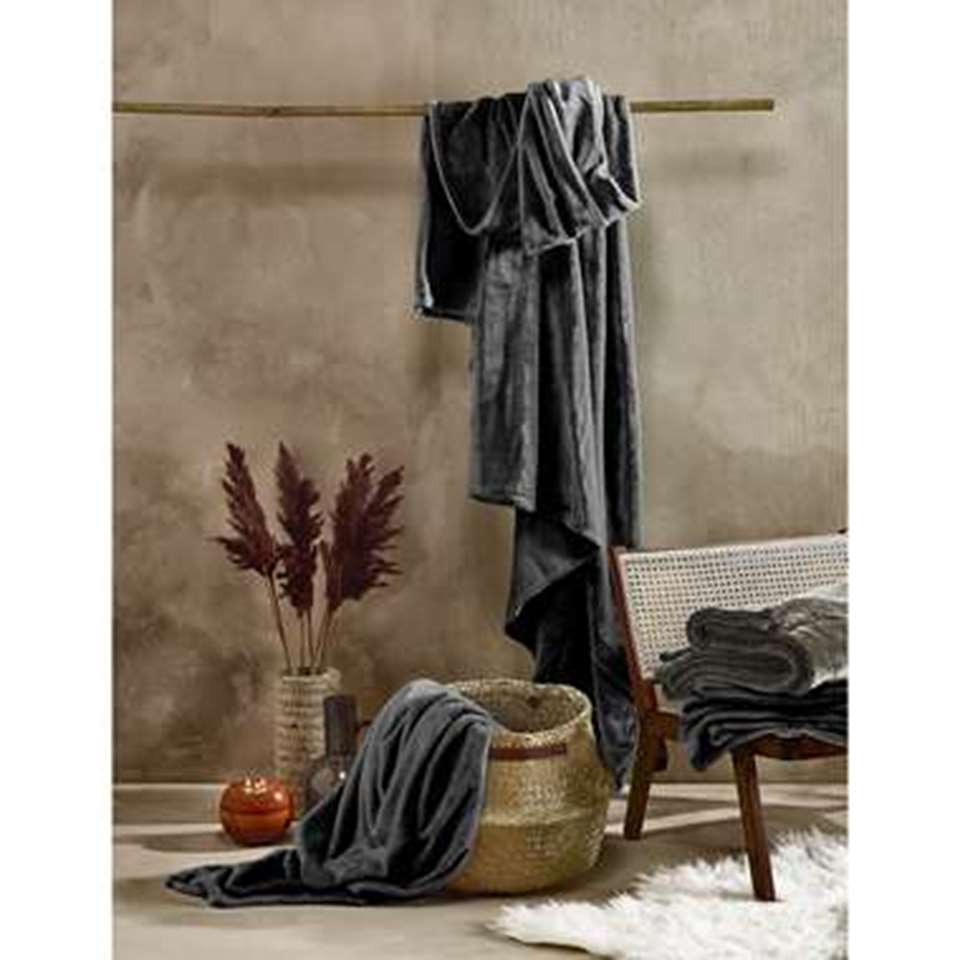 De Witte Lietaer Fleece deken Cosy - 150 x 200 cm - Dark ebony