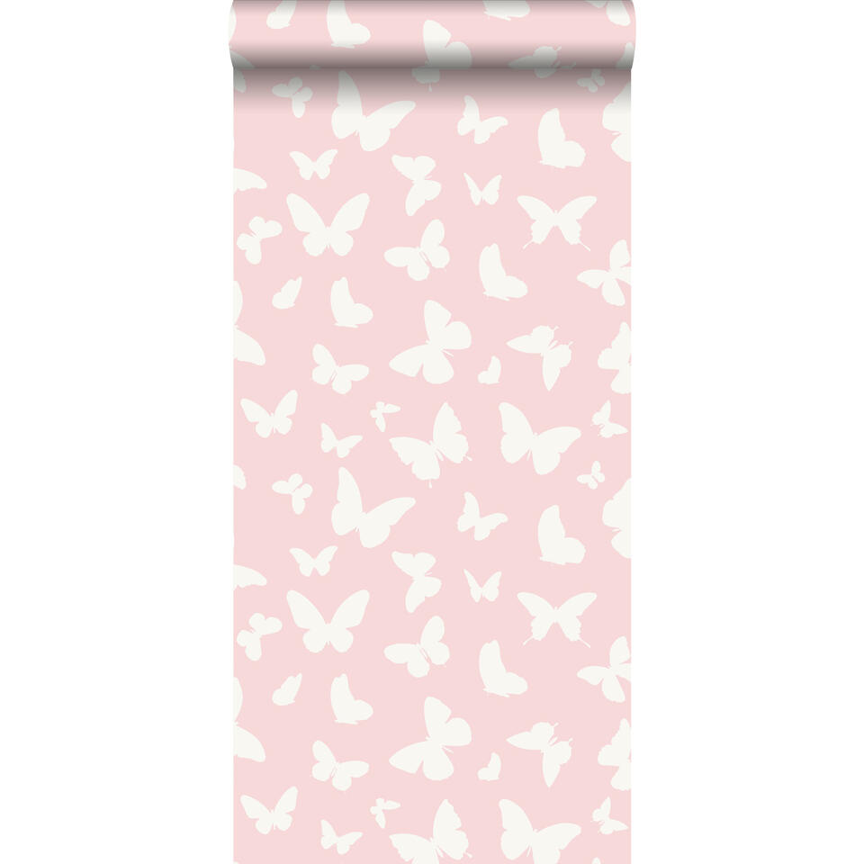 Origin behang - vlinders - glanzend roze en wit - 0.53 x 10.05 m product
